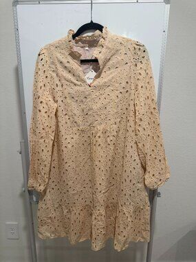 Caracillia Cream Eyelet Longsleeve Dress Size L